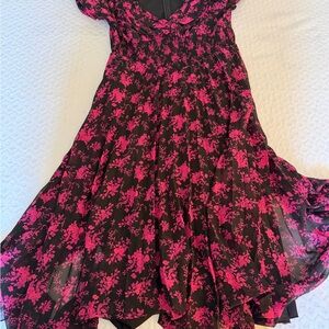 Floral Pink and Black Dress